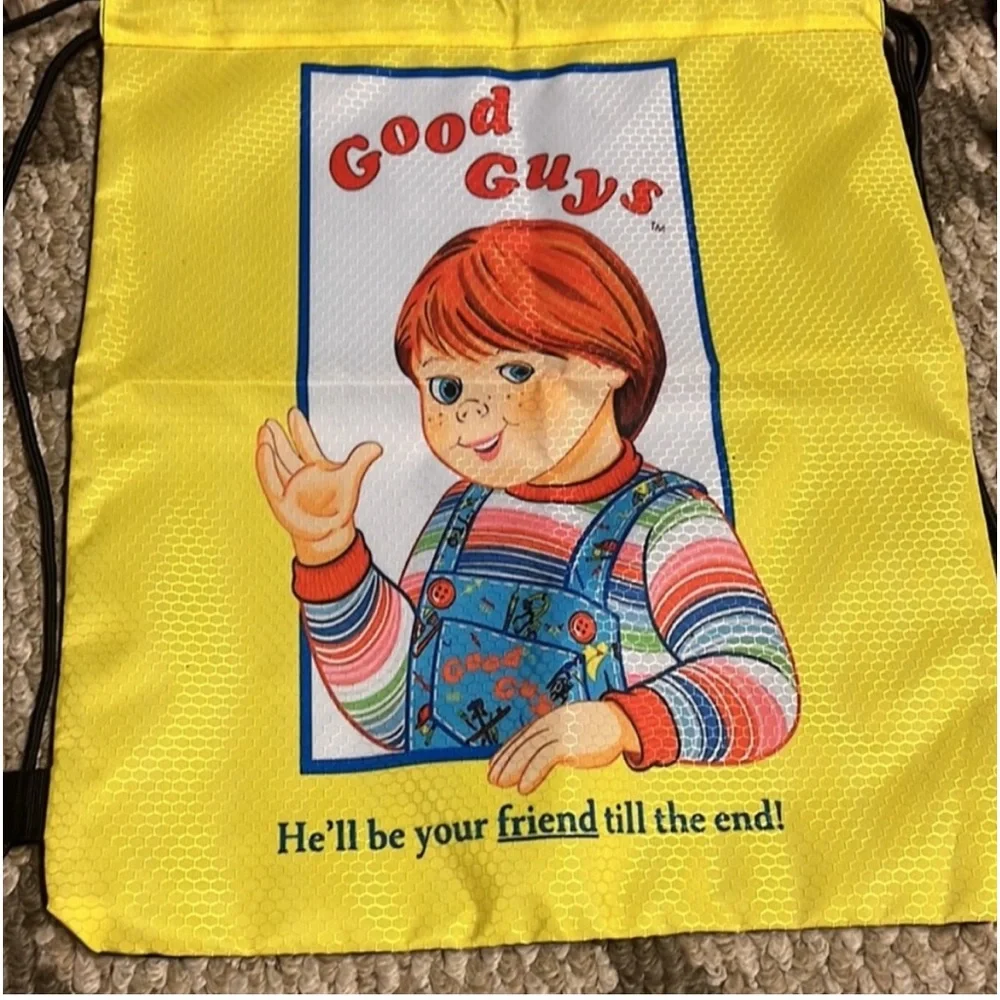 Chucky Horror Good Guy He's your friend til end Drawstring Backpack Childs Play